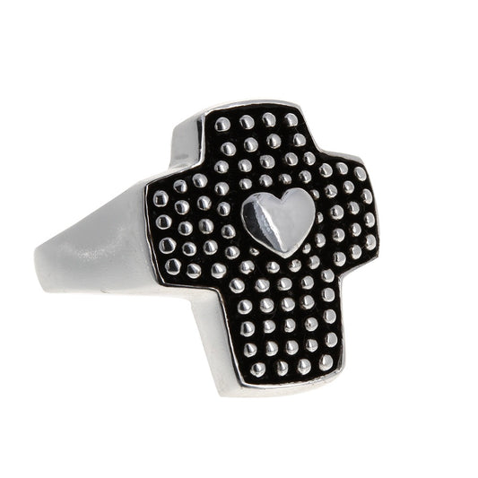 Beaded Cross with Heart Ring