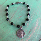Black and Silver 5 Way Cross Earrings, Bracelet, and Necklace