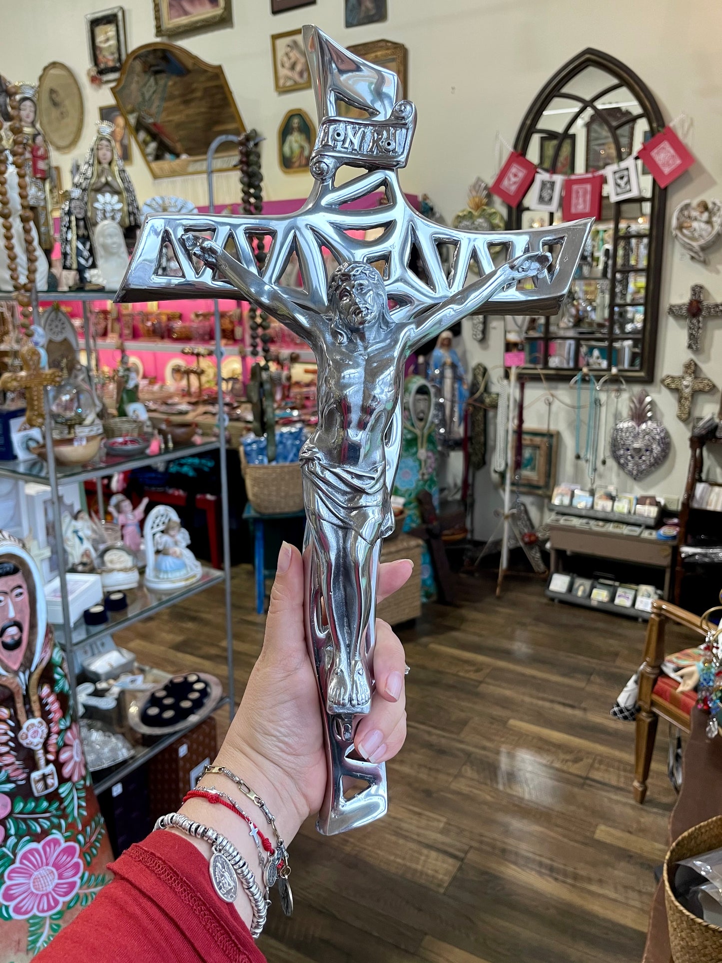 Large Pewter Hanging Crucifix