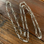 Sterling Silver Paper Clip And Round Ring Chain Necklace