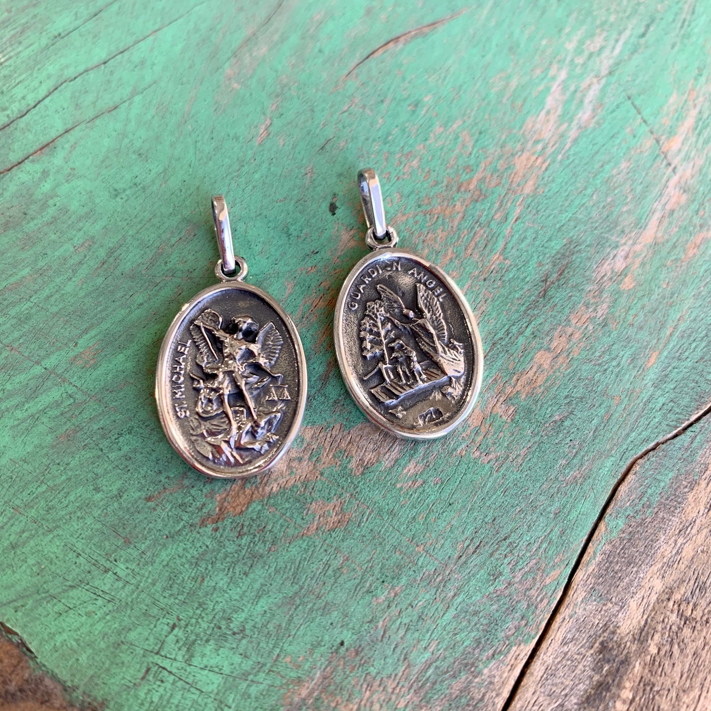 Sterling Silver St Michael and Guardian Angel Medal