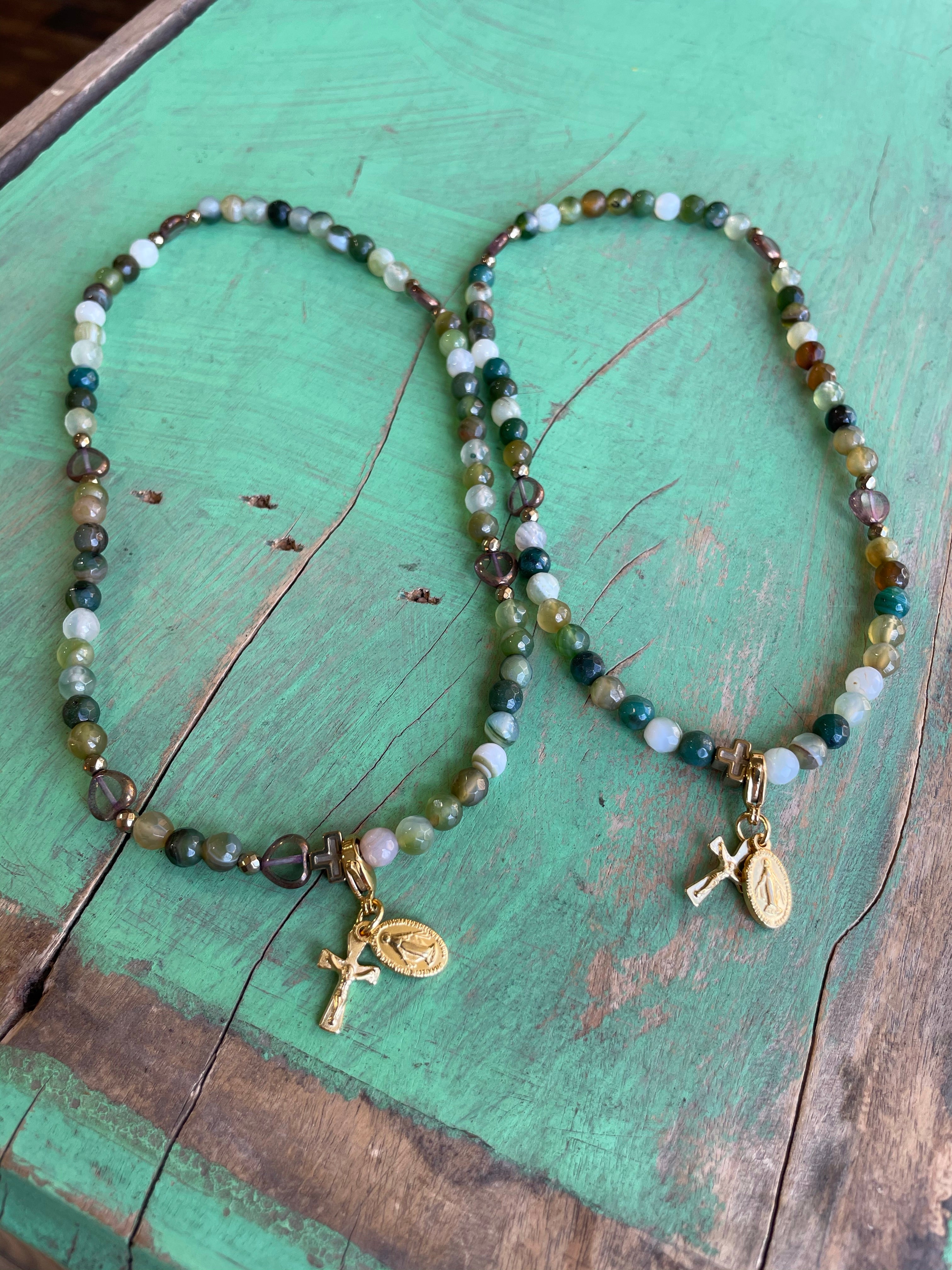 Rosary Wrap Bracelet with Gold Accents