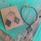 Two Toned 4 Way Cross Bracelet and Earrings