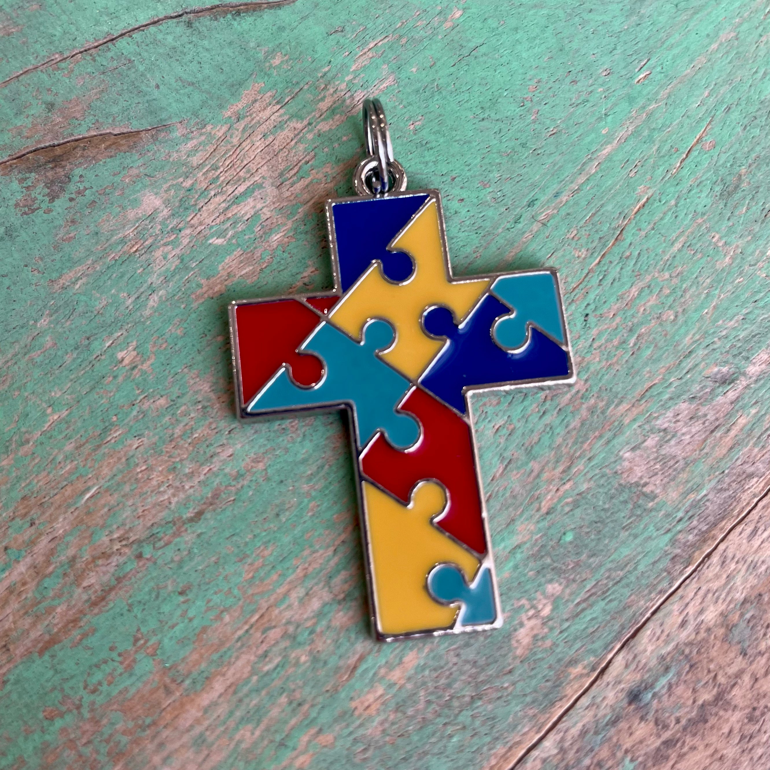 Autism Cross, Heart and Round Charms