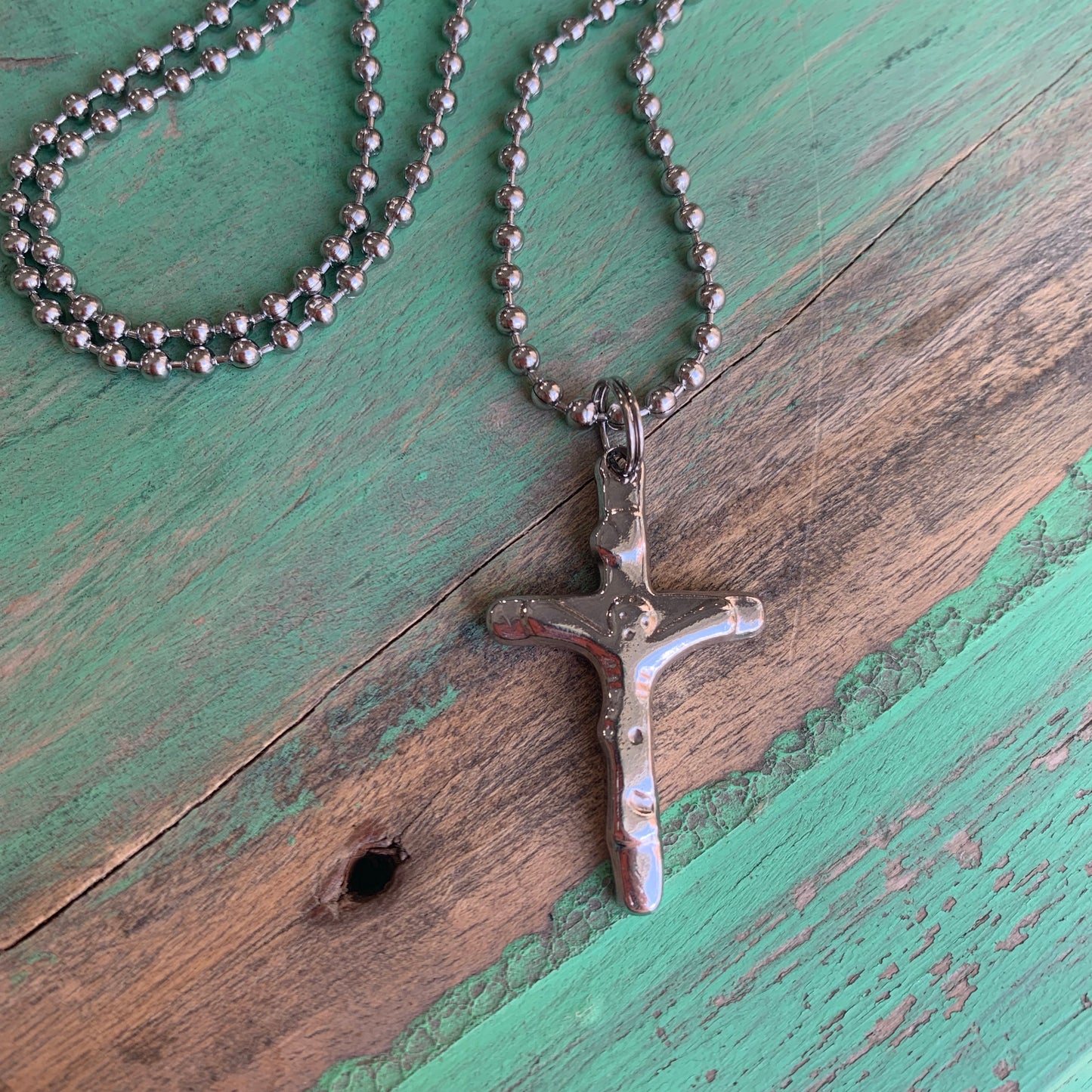 Stainless Steel Ball Chain with Crucifix