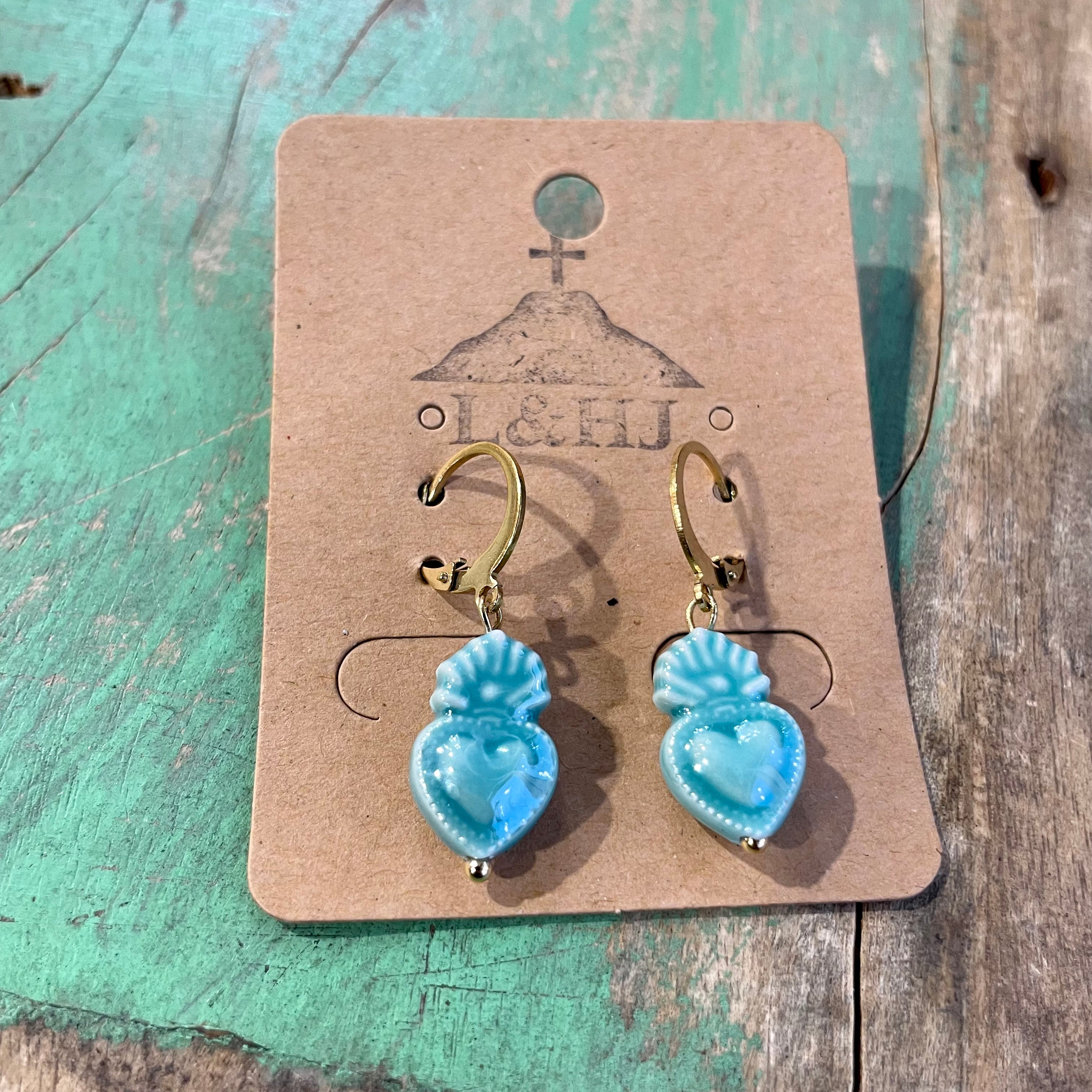 Ceramic Sacred Heart Earrings