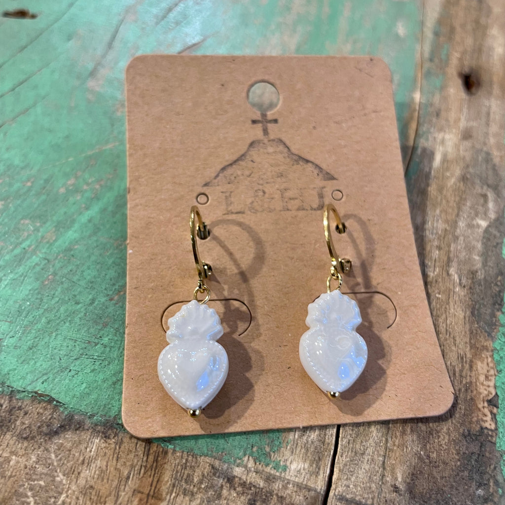 Ceramic Sacred Heart Earrings