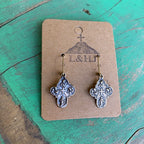 Two Toned 4 Way Cross Bracelet and Earrings