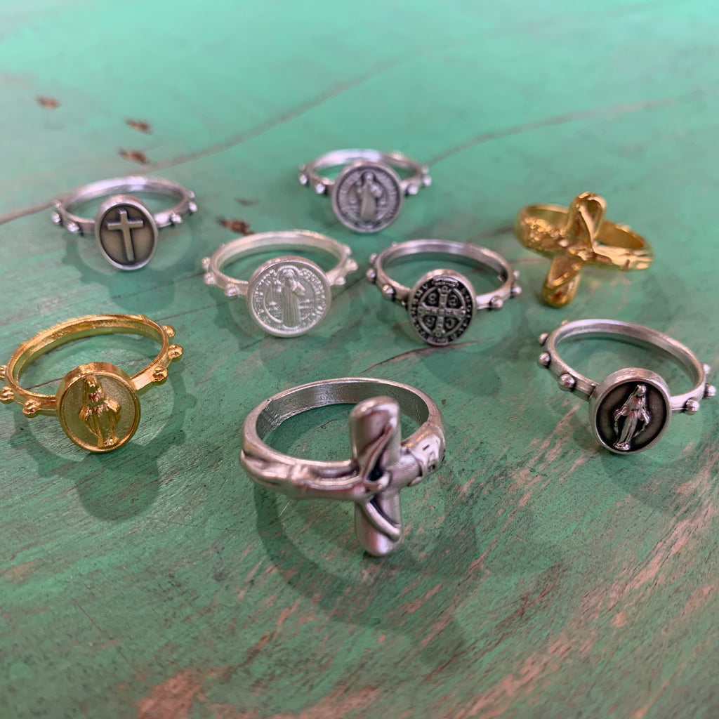 Italian Medal Rosary Rings