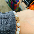 Chunky Cross Pearl Bracelet