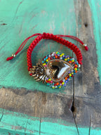 Red Cord Beaded Sacred Heart Bracelet