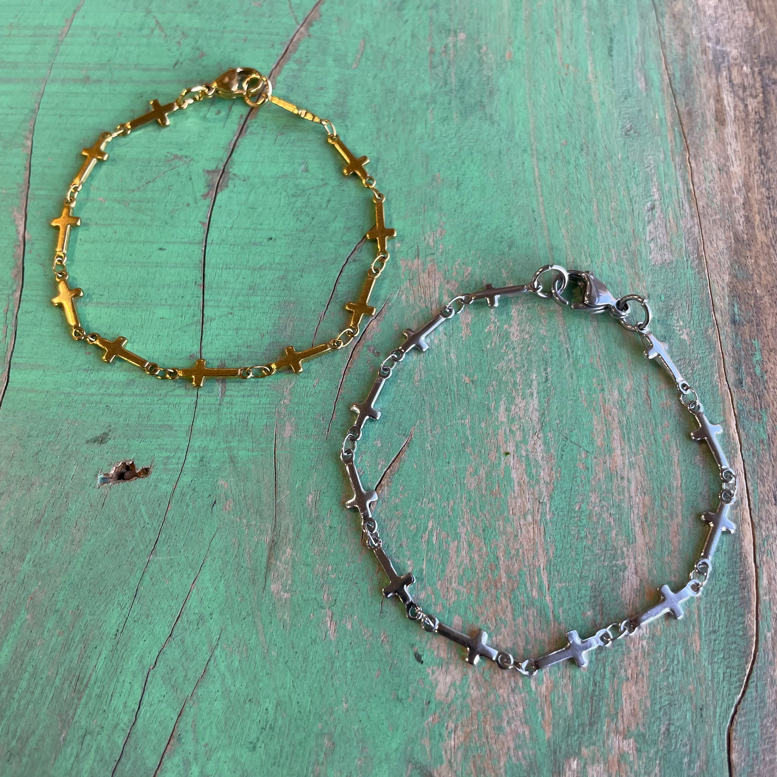 Silver Tiny Crosses Bracelet