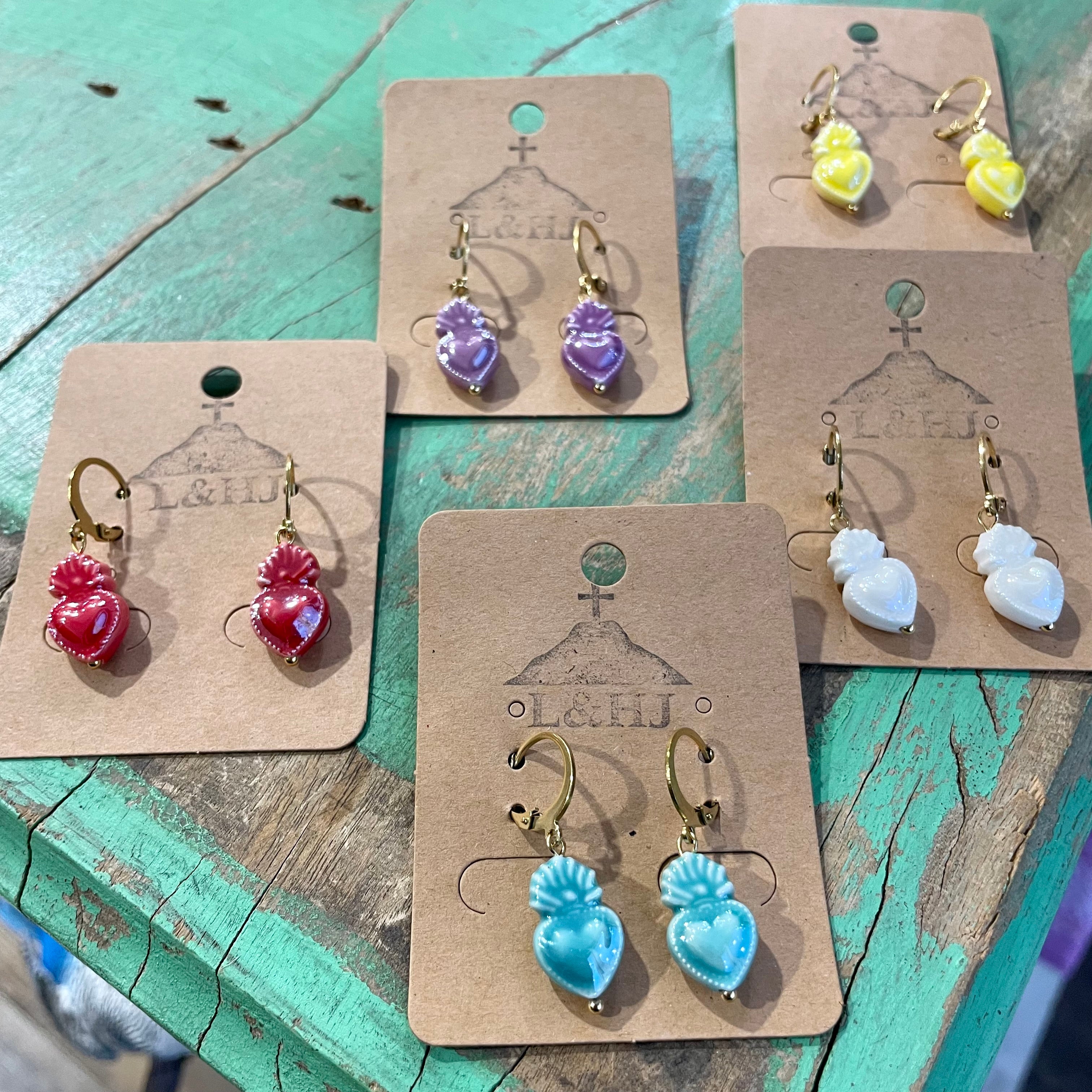 Ceramic Sacred Heart Earrings
