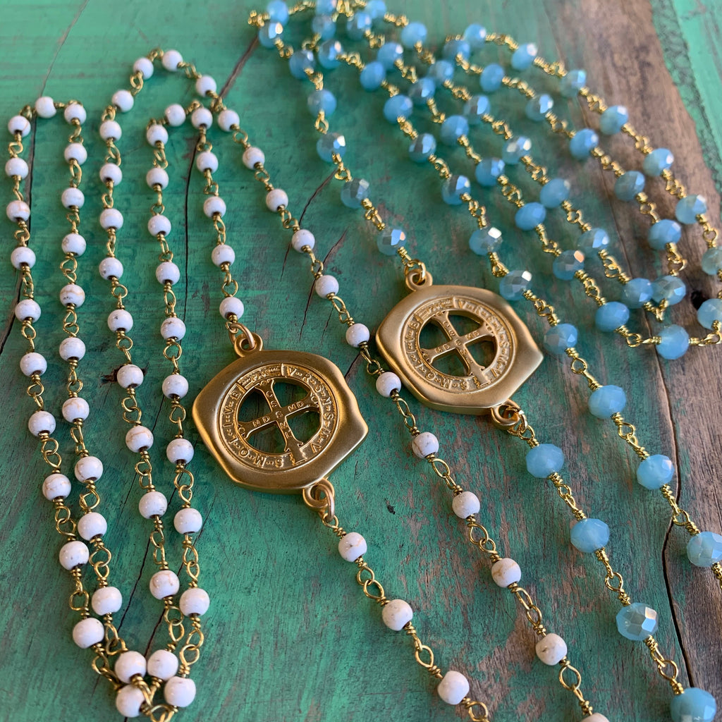 Matte Gold St Benedict Link Necklace