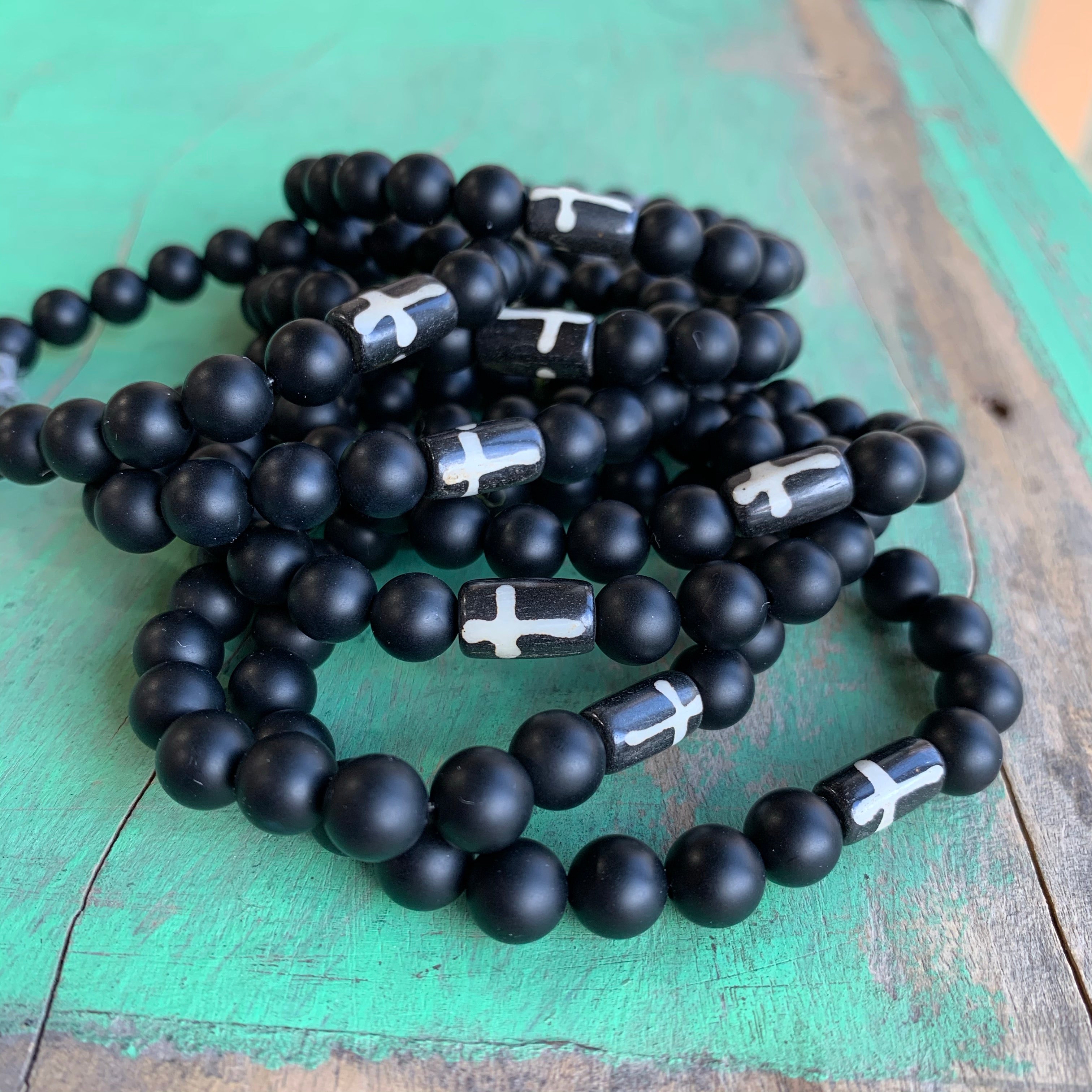 Black and White Cross Bracelet