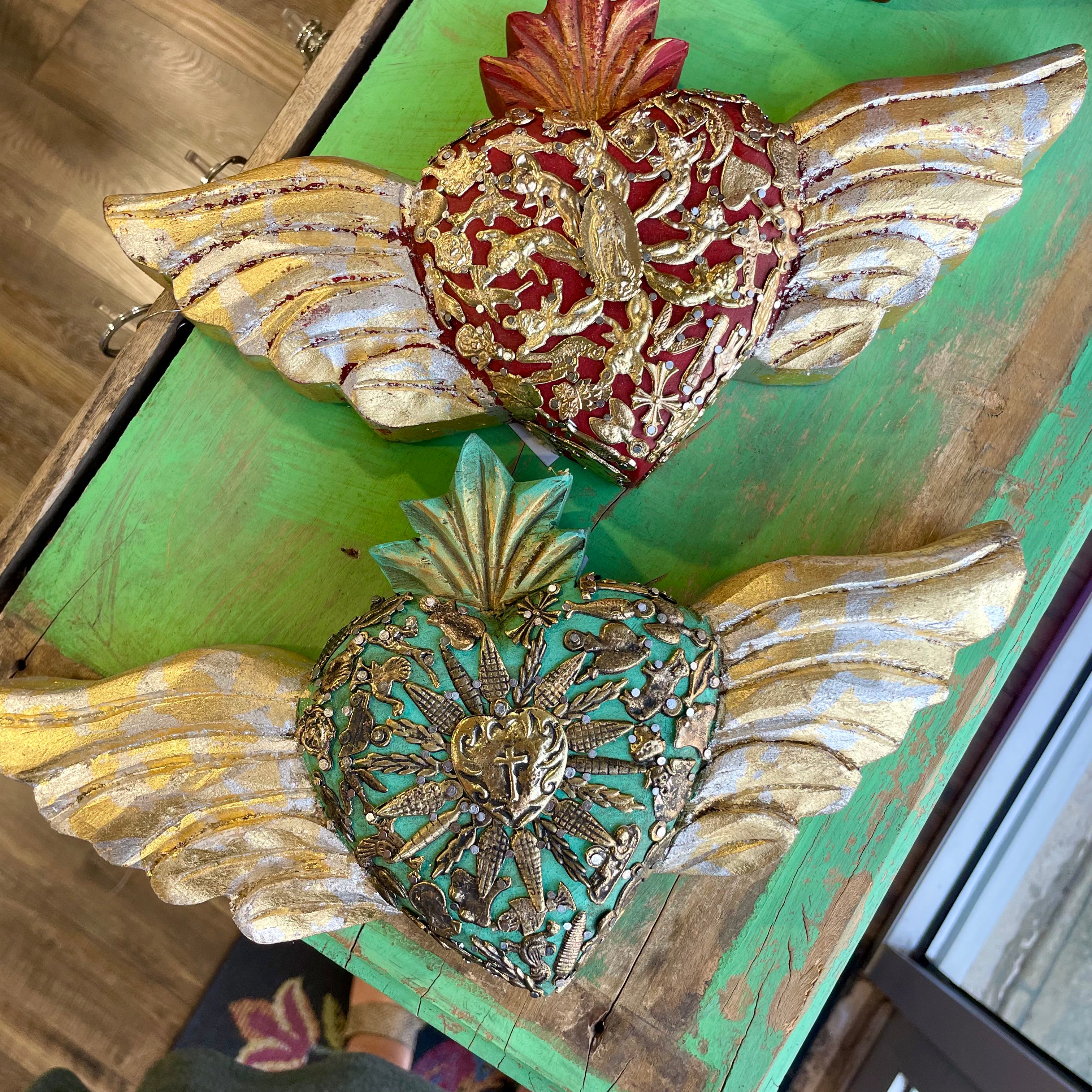 Milagros Corazon with Wooden Wings