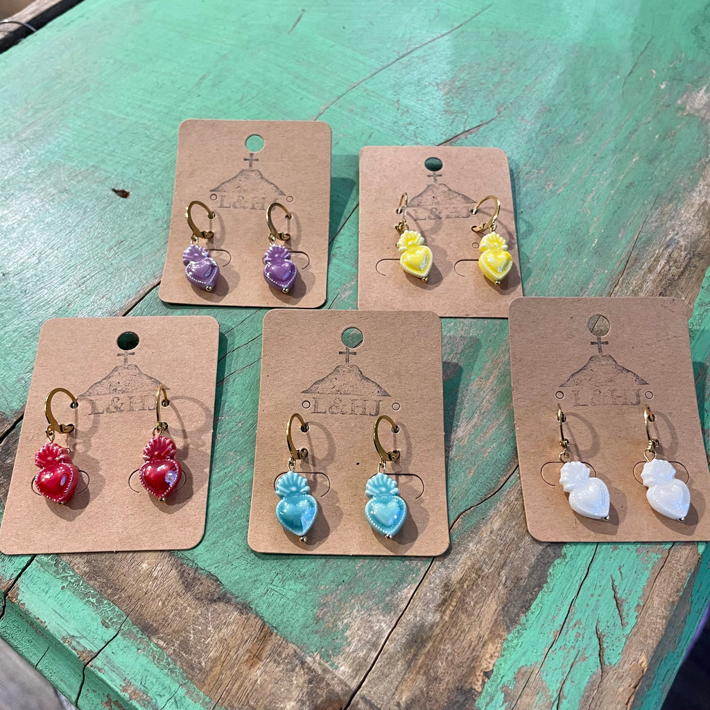 Ceramic Sacred Heart Earrings