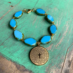 Turquoise and Gold Tree of Life Necklace, Bracelet or Earrings