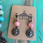 Pastel Sacred Heart Necklace and Earrings