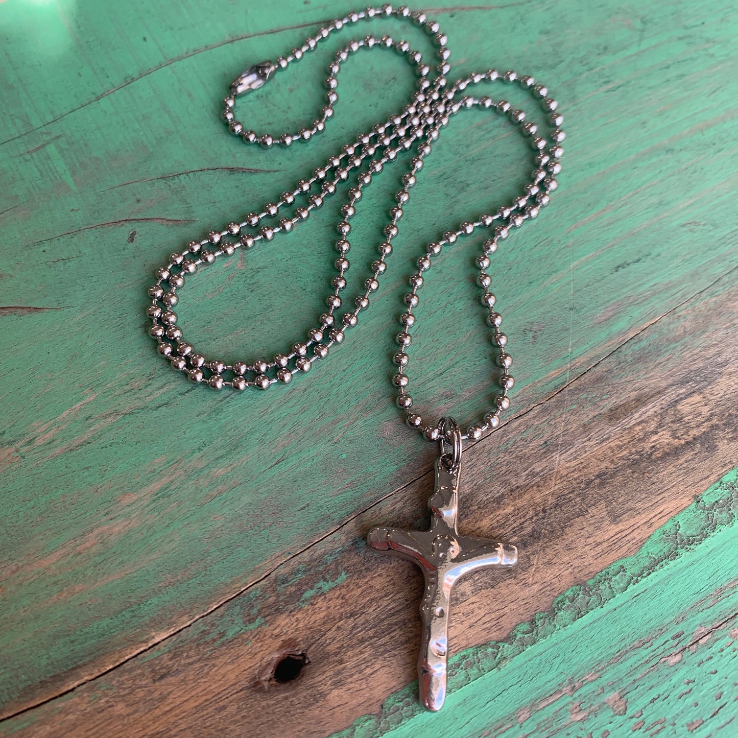 Stainless Steel Ball Chain with Crucifix