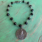 Black and Silver 5 Way Cross Earrings, Bracelet, and Necklace