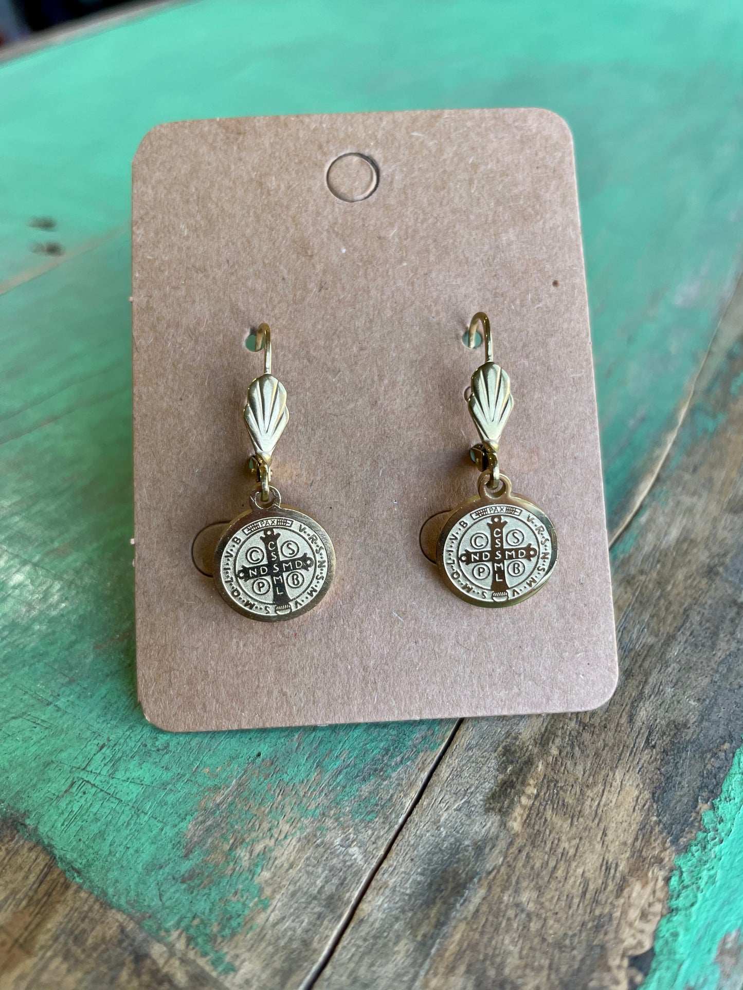 St Benedict Gold Stainless Steel Earrings