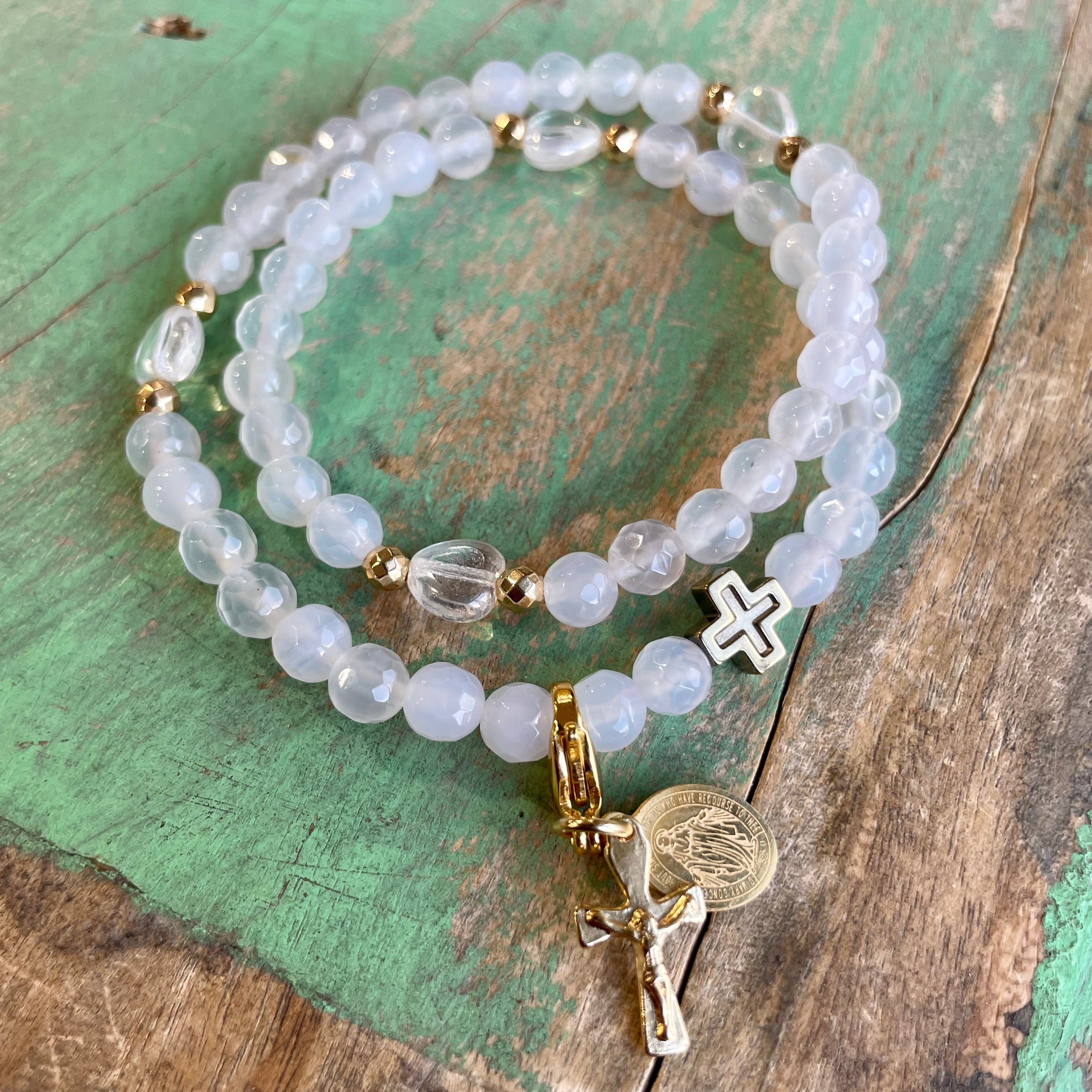 Rosary Wrap Bracelet with Gold Accents