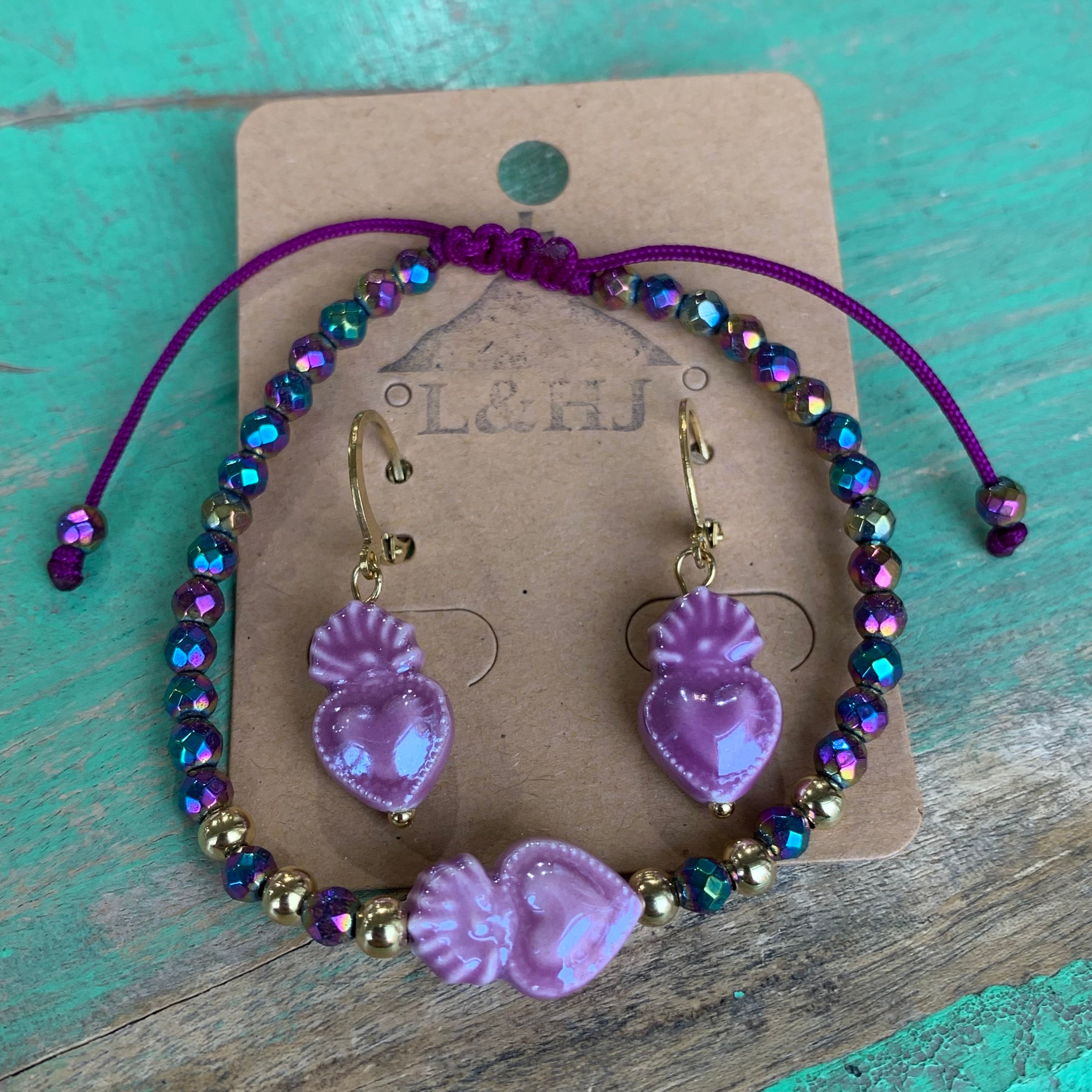 Ceramic Sacred Heart Adjustable Bracelet