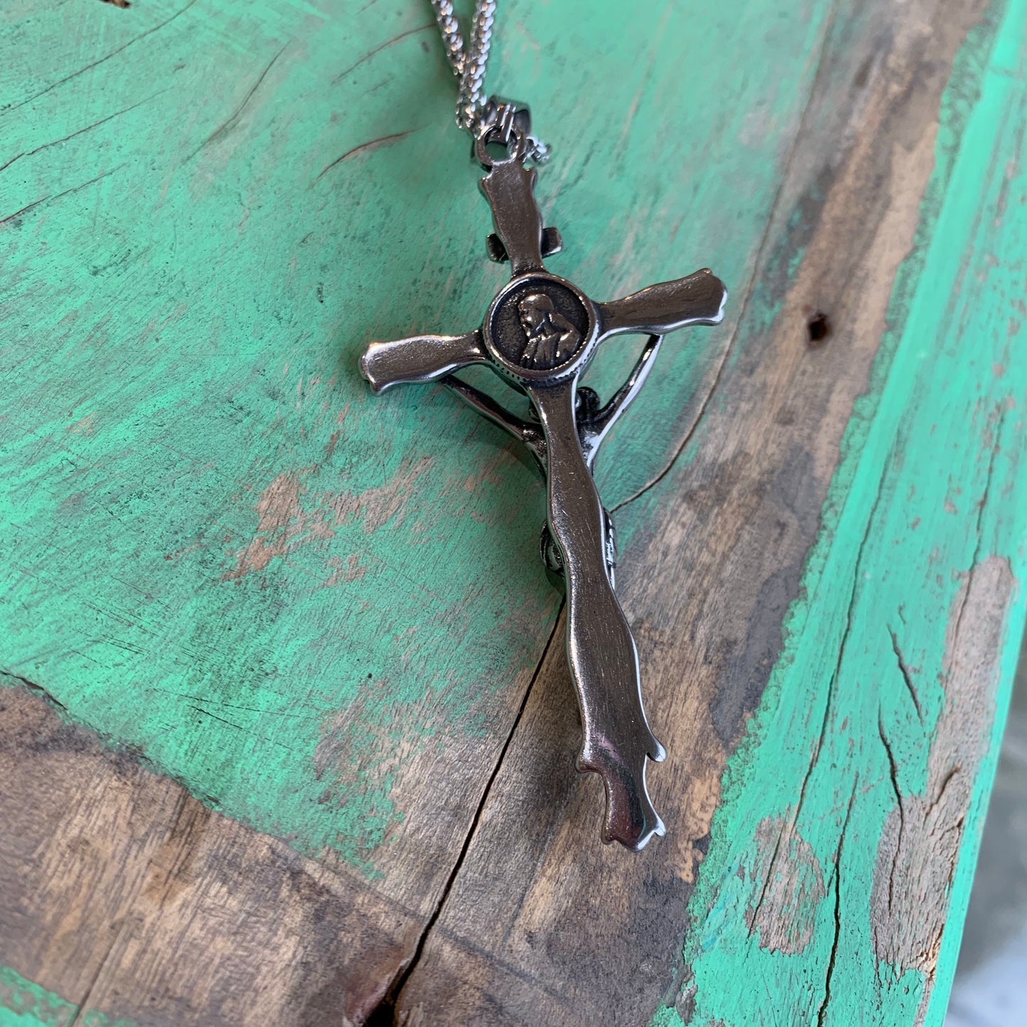 Big Stainless Steel Crucifix Necklace