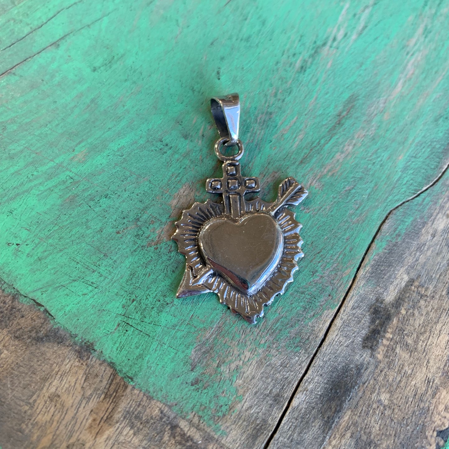 Sterling Silver Sacred Heart with Arrow