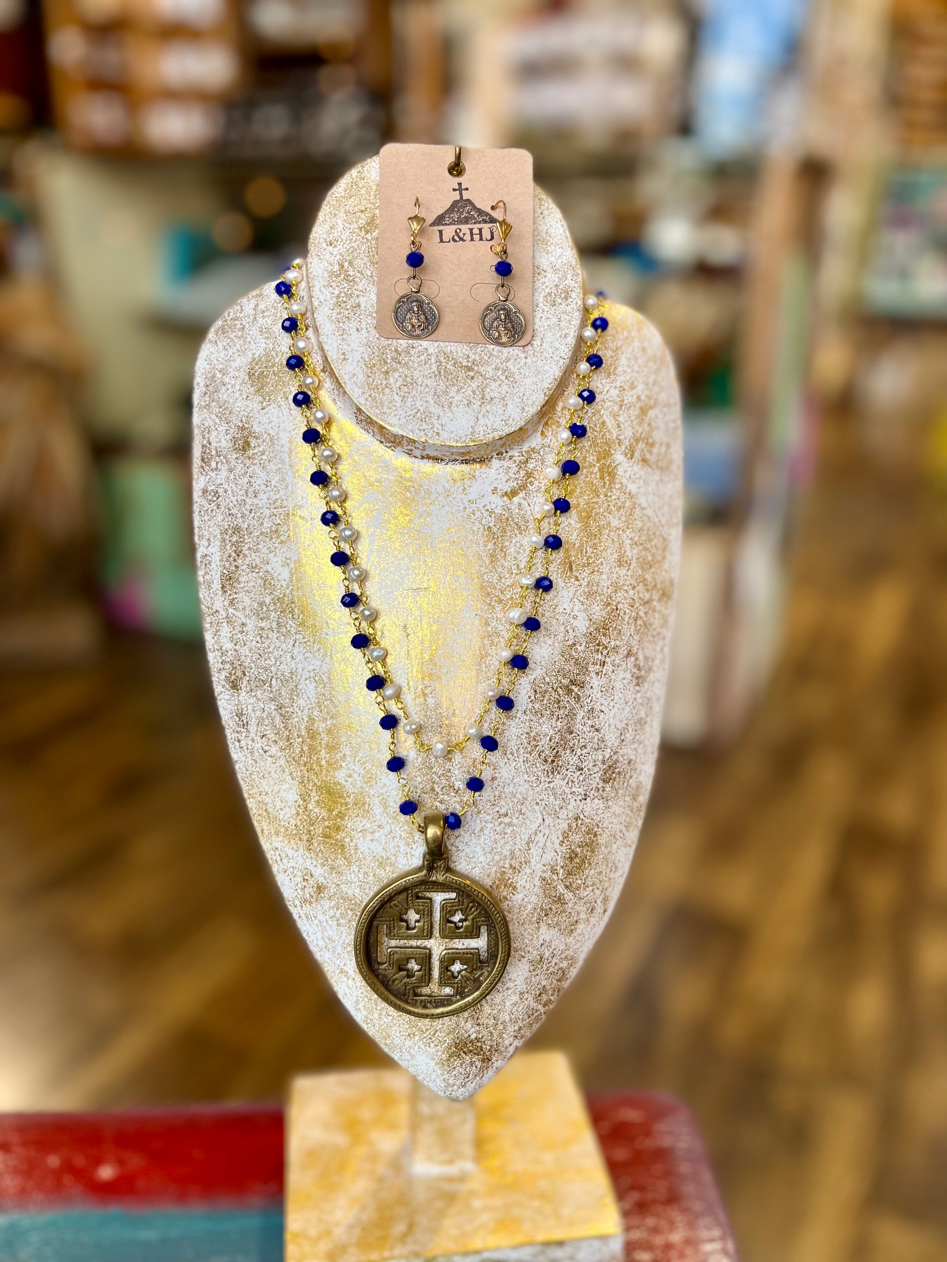 Brass Jerusalem Cross Necklace