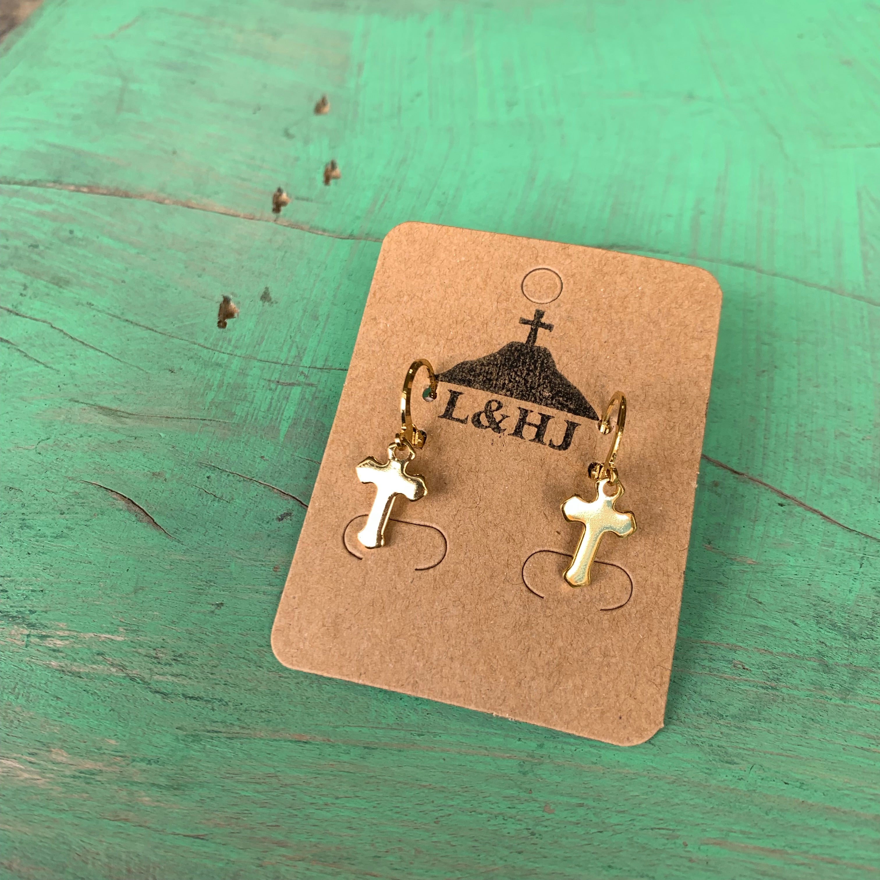 Gold Cross Earrings