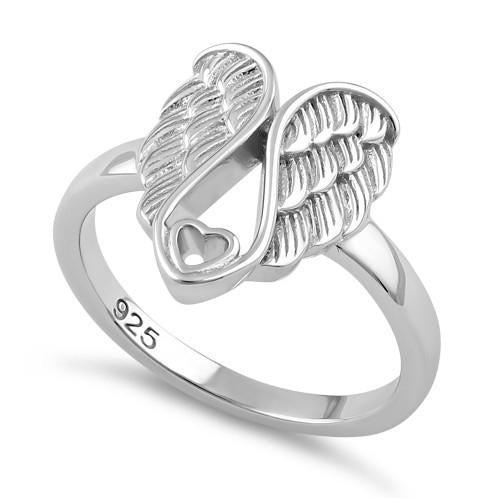 Sterling Silver Wings Heart Ring