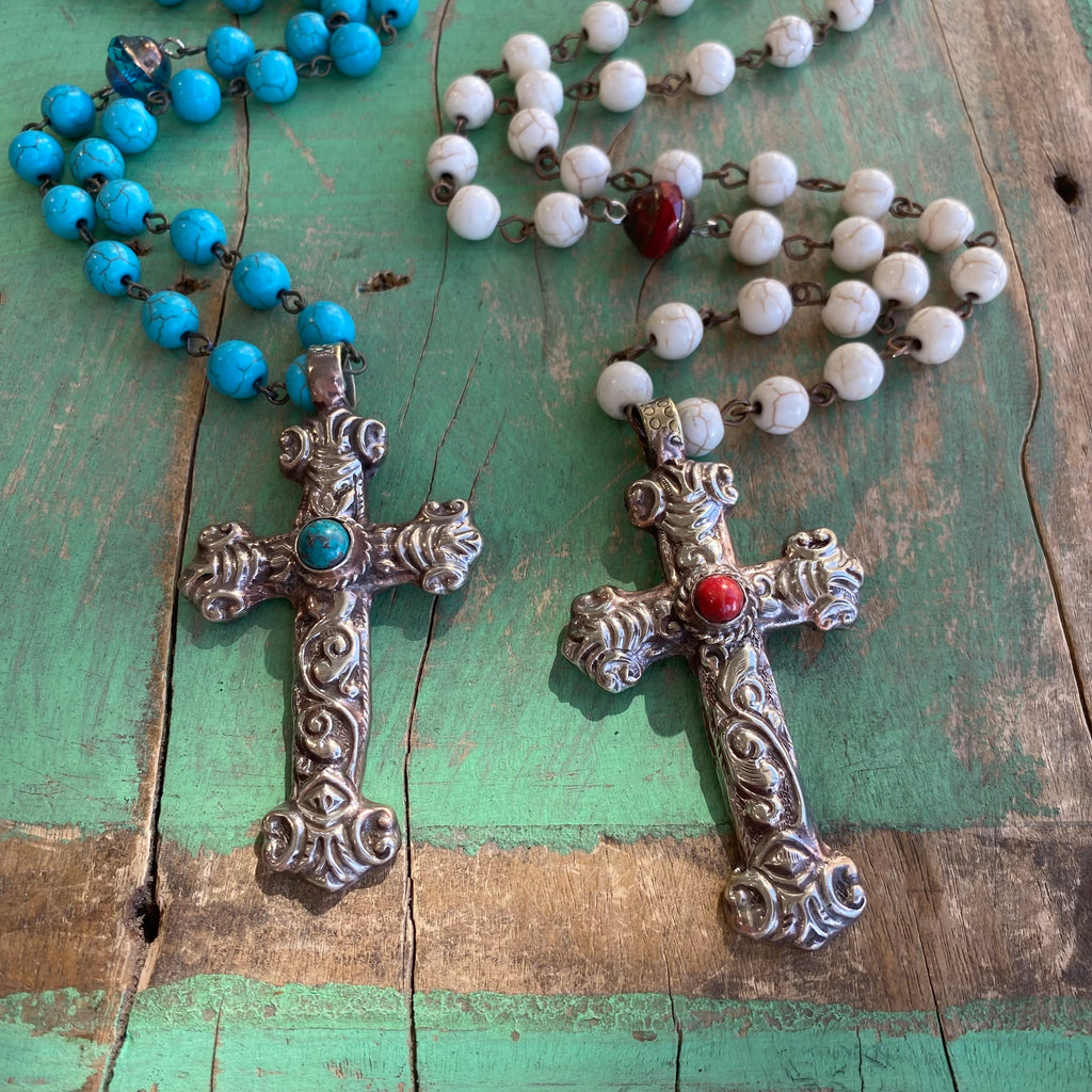 Natural Howlite Cross Necklace
